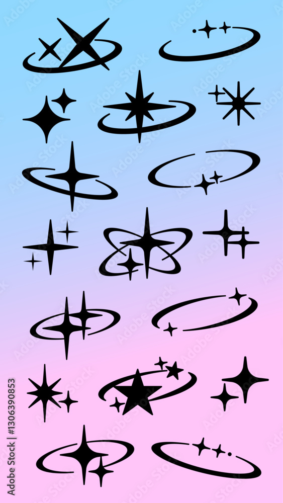 Fototapeta premium Abstract star orbit design set vector. Set of Abstract star orbit in various designs. Abstract star orbit vector collection. Abstract star orbit vector set.