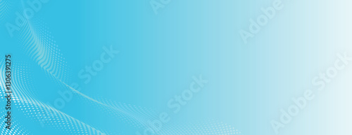 Abstract blue background with gradient and dotted wave patterns. The blue background has a smooth texture and dynamic design. Vector. Halftone wave background. Blue background vector.