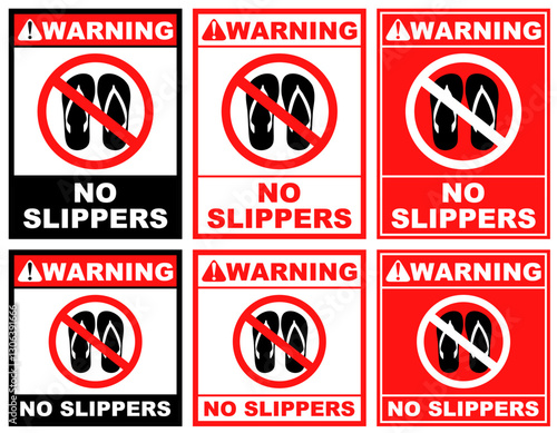 Set Prohibition no slippers public sign design vector illustration