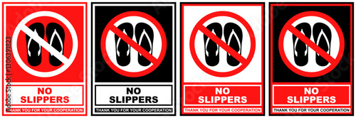 Set vector no slippers sign symbol labels sticker design illustration