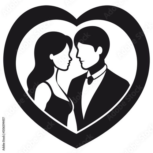 Romantic Love Couple Silhouette Icon - Symbolizing Love and Togetherness