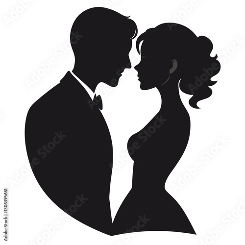 Romantic Love Couple Silhouette Icon - Symbolizing Love and Togetherness