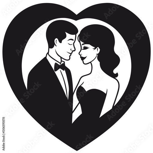 Romantic Love Couple Silhouette Icon - Symbolizing Love and Togetherness