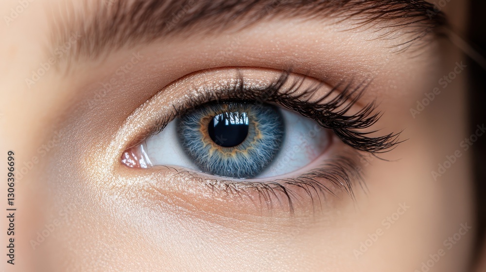 Close-up of blue eye with long eyelashes and detailed iris structure Close-up of blue eye with long eyelashes and detailed iris structure