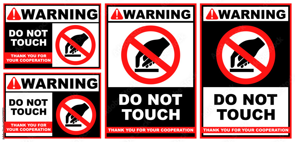 Set Prohibition do not touch public sign design vector illustration Set Prohibition do not touch public sign design vector illustration