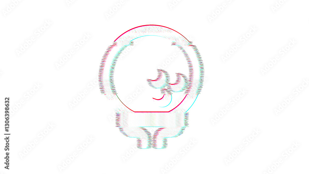 Icon golf ball is distorted. Glitch. Noise, chromatic aberration, geometric distortion Icon golf ball is distorted. Glitch. Noise, chromatic aberration, geometric distortion