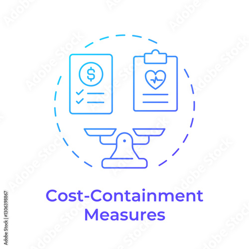 Cost containment measures blue gradient concept icon. Control healthcare expenses. Utilization management benefit. Round shape line illustration. Abstract idea. Graphic design. Easy to use in article