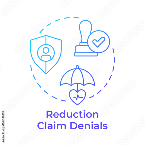 Reduction claim denials blue gradient concept icon. Ensuring treatment procedures. Utilization management benefit. Round shape line illustration. Abstract idea. Graphic design. Easy to use in brochure