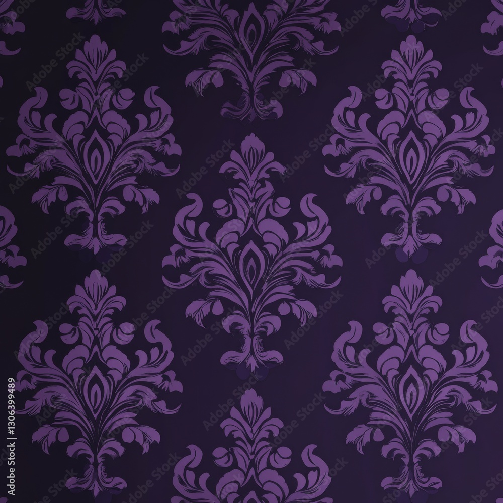 Elegant Purple Damask Pattern: A Luxurious Background for Designs and Crafts, Featuring Intricate Floral Motifs Elegant Purple Damask Pattern: A Luxurious Background for Designs and Crafts, Featuring Intricate Floral Motifs