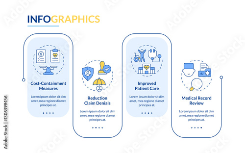 Benefits of utilization management rectangle infographic vector. Medical safety system. Data visualization with 4 steps. Editable rectangular options chart. Lato-Bold, Regular fonts used