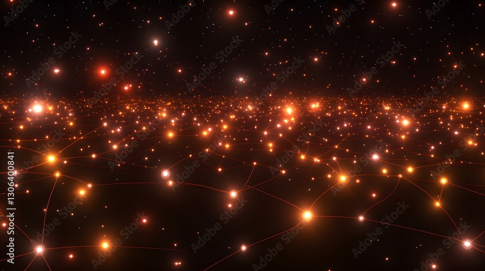 Obraz premium Abstract Network Connection Futuristic Glowing Nodes