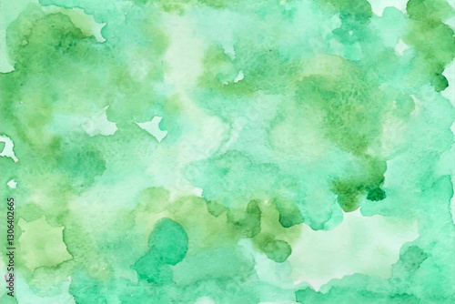 Green delicate watercolor background hand-drawn