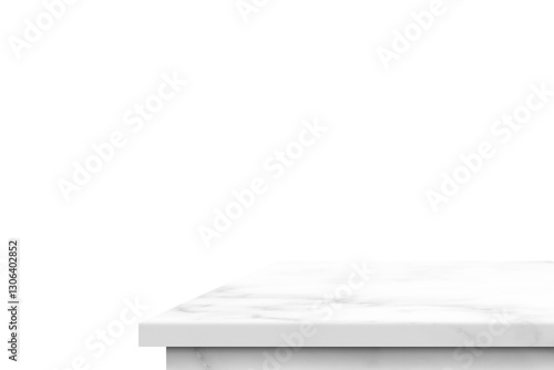 White Marble Table Corner, Suitable for Product Presentation Backdrop, Display, and Mock up. (Transparent PNG File)
