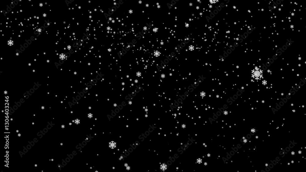 Snowing Display/screen Winter Snow Fall, Looping Snowfall Particles Overlay, Isolated Snow ...