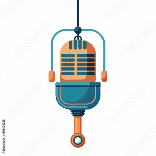 suspended microphone with vintage radio