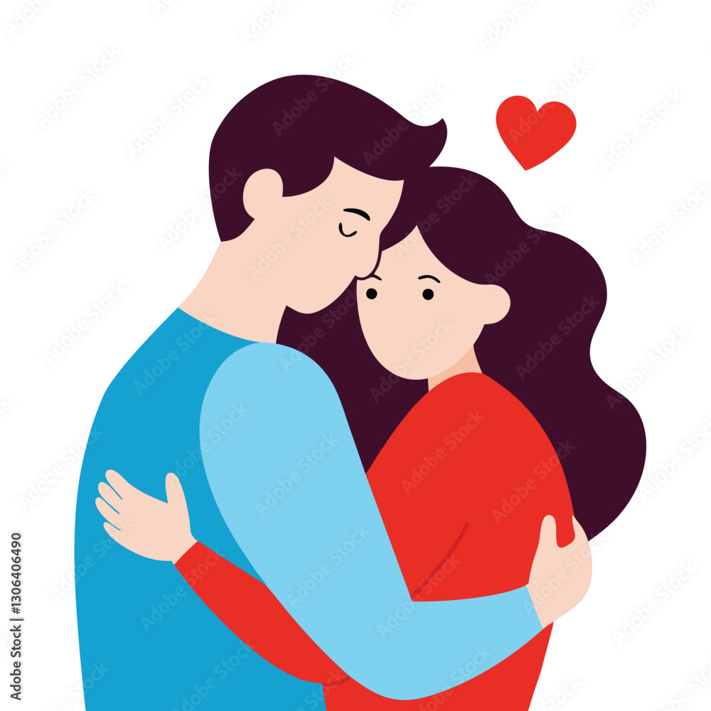 Illustration of Romantic Couple Embracing Art Illustration of Romantic Couple Embracing Art