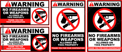 Set Collections sign firearms. no weapons warning design vector illustration