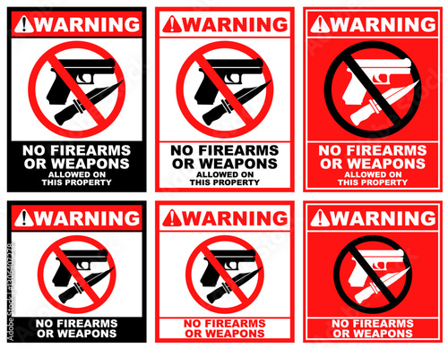 Set Collections sign firearms. no weapons warning design vector illustration