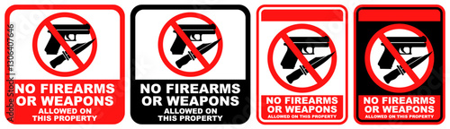 Set Prohibition sign no firearms. no weapons public sign design vector illustration	