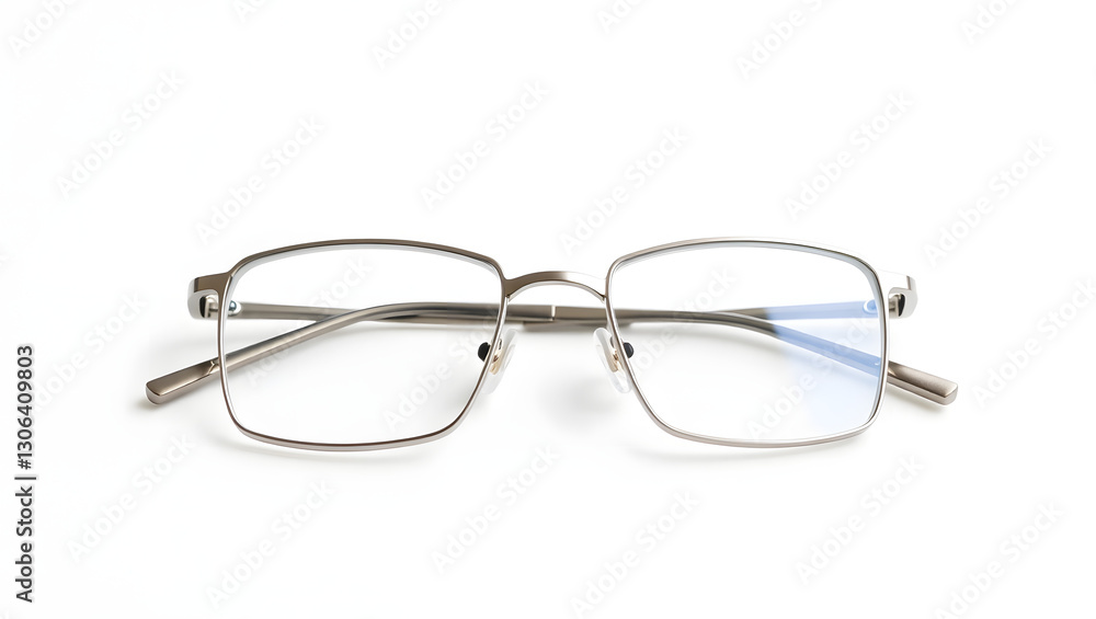 a stylish pair of eyeglasses with a metal frame. The glasses are displayed from a front-facing perspective a stylish pair of eyeglasses with a metal frame. The glasses are displayed from a front-facing perspective
