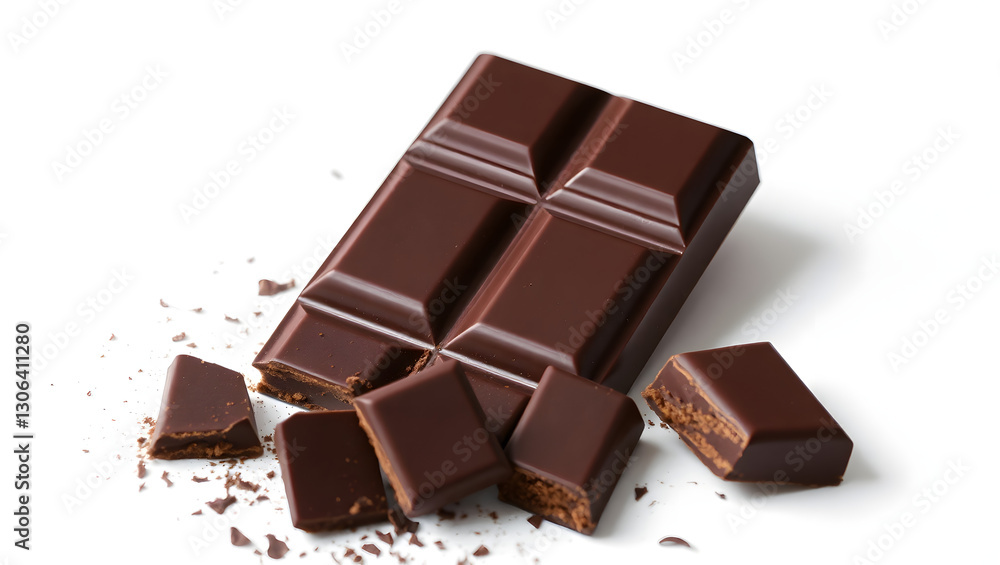 a bar of rich dark chocolate with some pieces of it scattered around a bar of rich dark chocolate with some pieces of it scattered around