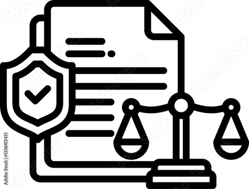 Legal Icon in Outline Style. Simple Vector Design. Simple Vector Outline Icon