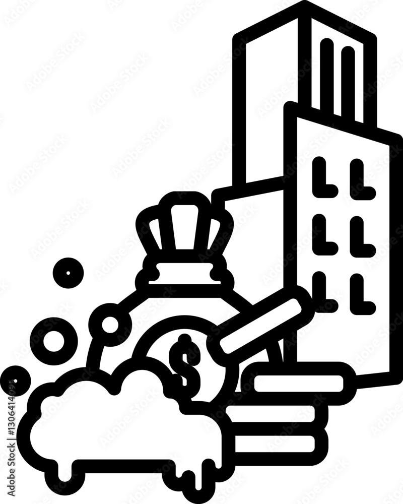 Money Laundering Icon in Outline Style. Simple Vector Design. Simple Vector Outline Icon Money Laundering Icon in Outline Style. Simple Vector Design. Simple Vector Outline Icon