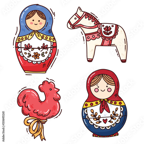 set with maslenitsa elements
