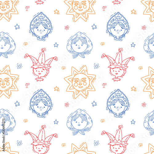 seamless pattern with maslenitsa elements