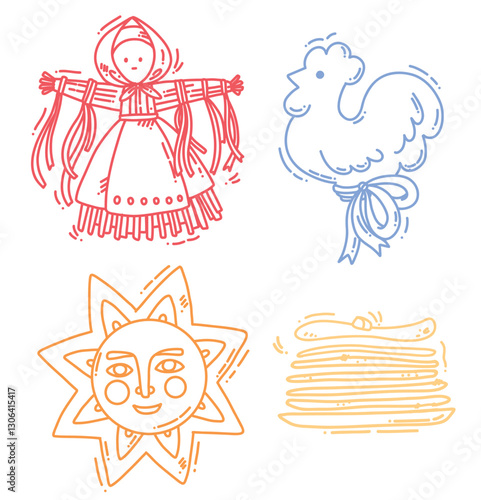 set with maslenitsa elements