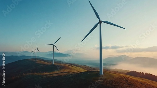 A high-speed shot capturing the rotation of wind turbine blades in motion