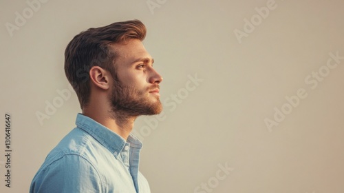 man profile thoughtful handsome beard casual