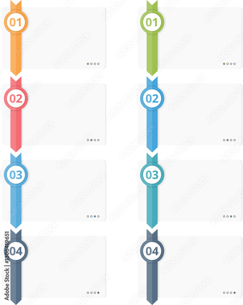 Vertical process chart with arrows, two templates