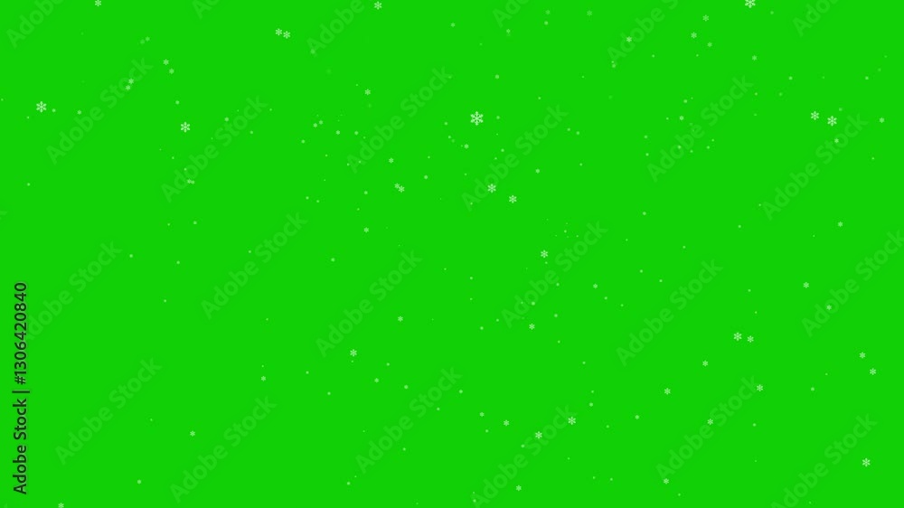 Snowfall Particle Animation 4k. Snow Falling Green Screen. Snowing Overlay Chroma Key Green Screen Alpha Channel Background. Winter Snow Fall, Looping Snowfall Particles Overlay, Isolated Falling Snow