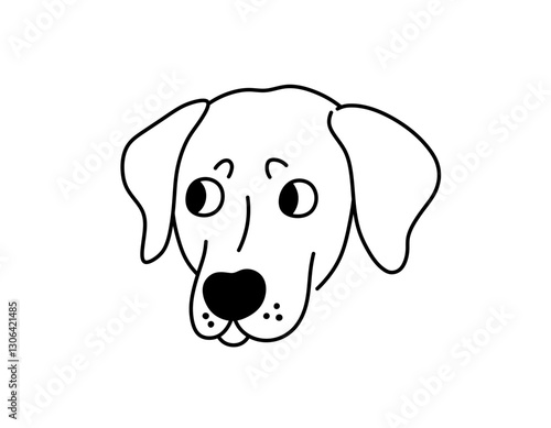 Vector isolated labrador retriever dog breed face portrait art design idea colorless black and white contour line easy drawing