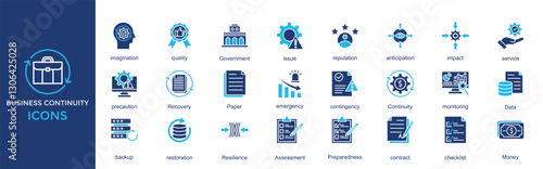 business continuity icon set. with icon contract,Income,Business,strategy,business plan
