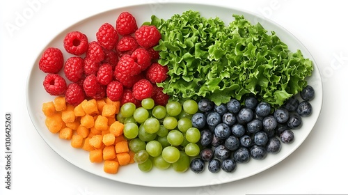 Wallpaper Mural Vibrant Assortment of Fresh Fruits and Colorful Vegetables Artfully Arranged on a Decorative Plate Torontodigital.ca