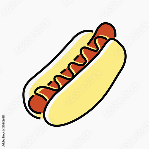 Hot dog food icon, line art design vector
