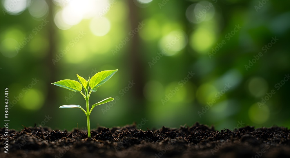 Fragile Seedling Emerging from Rich Soil Symbolizing New Beginnings and Hope Fragile Seedling Emerging from Rich Soil Symbolizing New Beginnings and Hope
