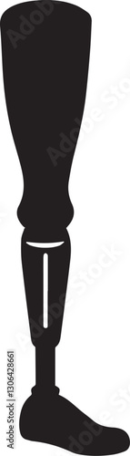 A prosthetic leg silhouette on white background.
