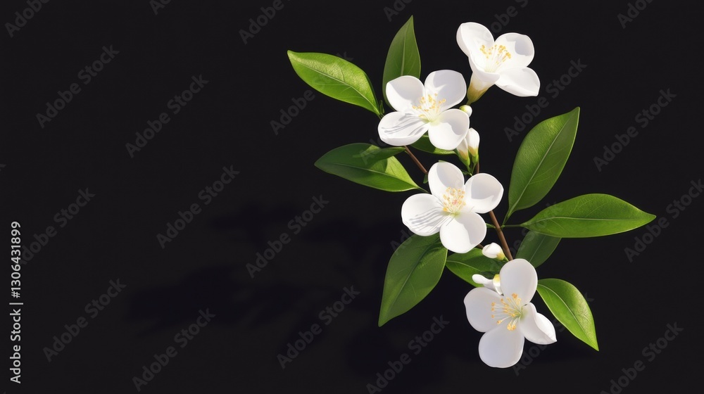Obraz premium White Blossoms Against Dark Background Close Up Floral Photography