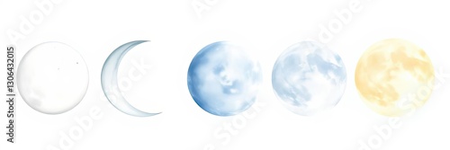 Wallpaper Mural Moon Phases Watercolor Painting Full Crescent New Moon Stages Torontodigital.ca
