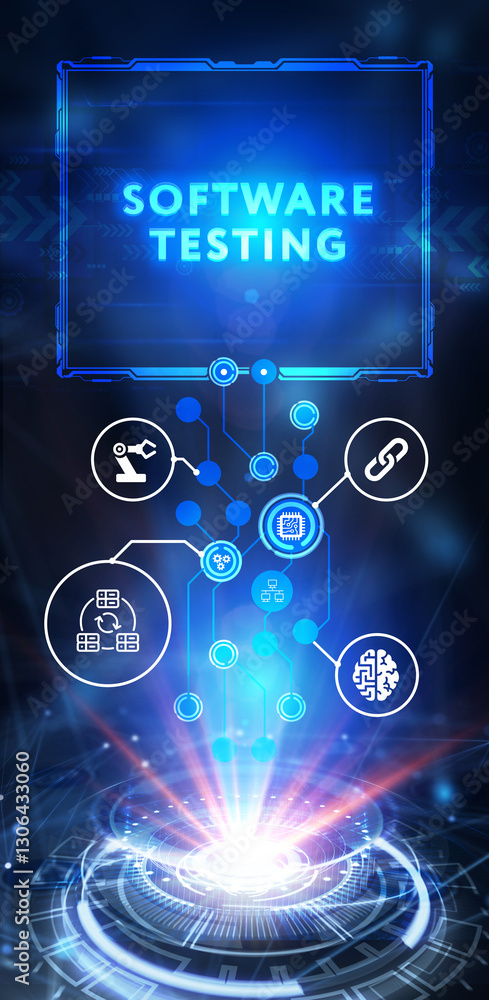 Inscription SOFTWARE TESTING on the virtual display. Business, modern technology, internet and networking concept. 3d illustration Inscription SOFTWARE TESTING on the virtual display. Business, modern technology, internet and networking concept. 3d illustration