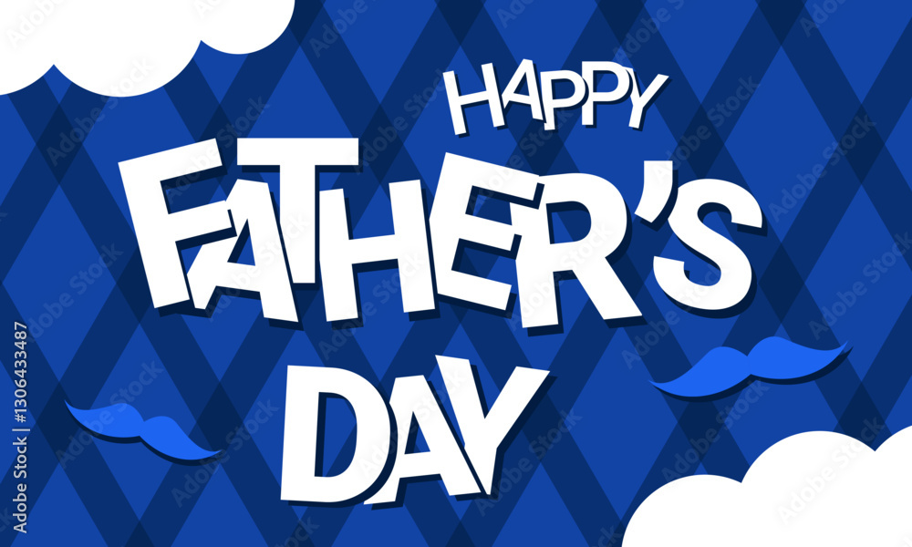 Happy fathers day typography with Argyle pattern background. Vector illustration Happy fathers day typography with Argyle pattern background. Vector illustration