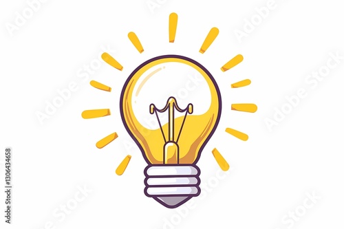3D yellow light bulb icon isolated on a plain white background