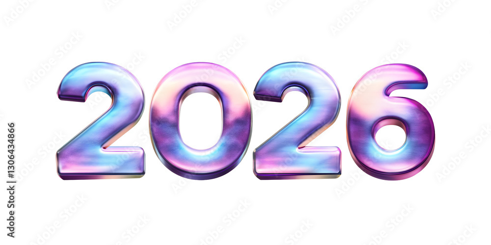 3D iridescent 2026 number with a gradient isolated
3D iridescent 2026 number with a gradient isolated