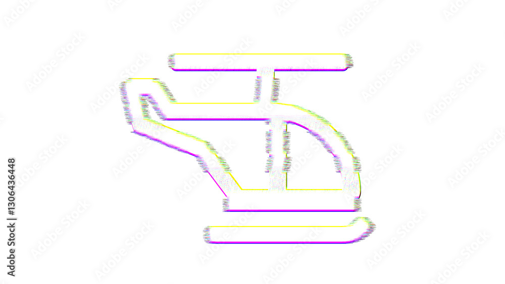 Icon helicopter is distorted. Glitch. Noise, chromatic aberration, geometric distortion Icon helicopter is distorted. Glitch. Noise, chromatic aberration, geometric distortion