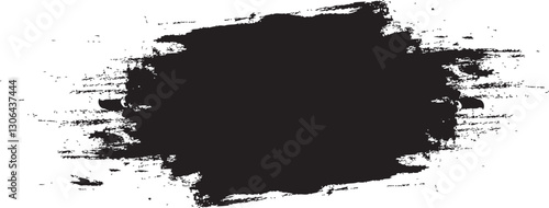 Black paint brush spots, brush, hand drawn black sticker - Vector