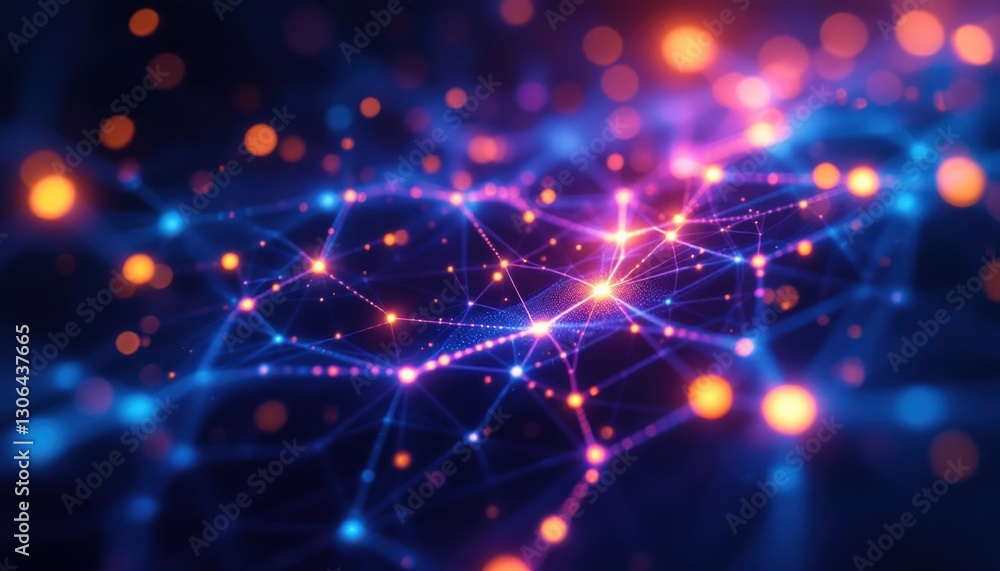 Fototapeta premium Vibrant abstract digital network with neon lights