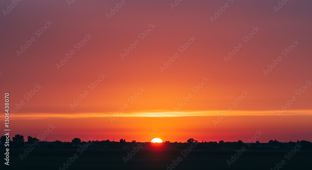 Naklejka premium A 70s retro sunset with a gradient of warm orange and pink hues